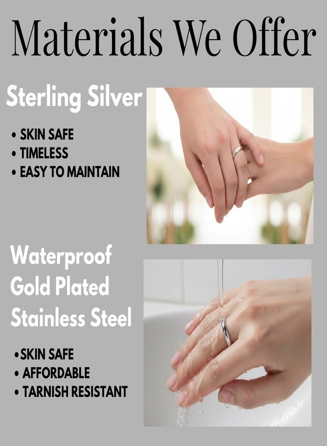 بورو خاتم فضة إسترليني عيار 925 من BORUO، مصقول للغاية، ذو تصميم بسيط مقاوم للصدأ، مريح للارتداء، خاتم زفاف، عرض 3 مم، مقاس 8 - Image 2